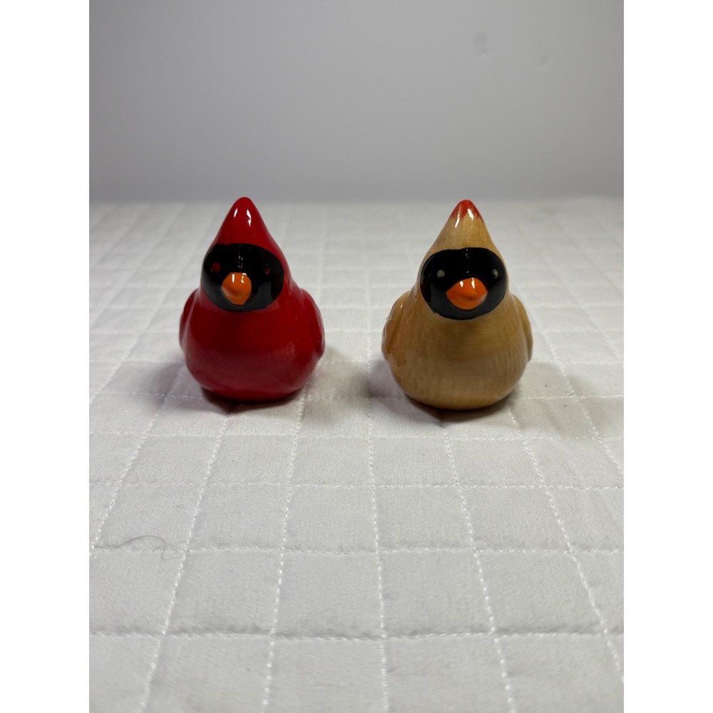 Hallmark Cardinal Bird Salt & Pepper Shakers Ceramic Red & Female Pair Set